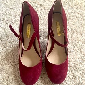 Never worn. Velvet burgundy Mary Jane heels.
